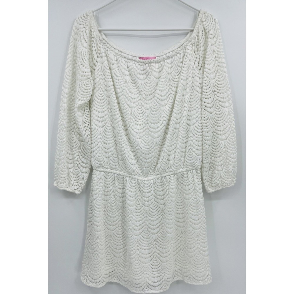 Lilly Pulitzer Shelli Shift Dress White Lace Size Medium Lined
